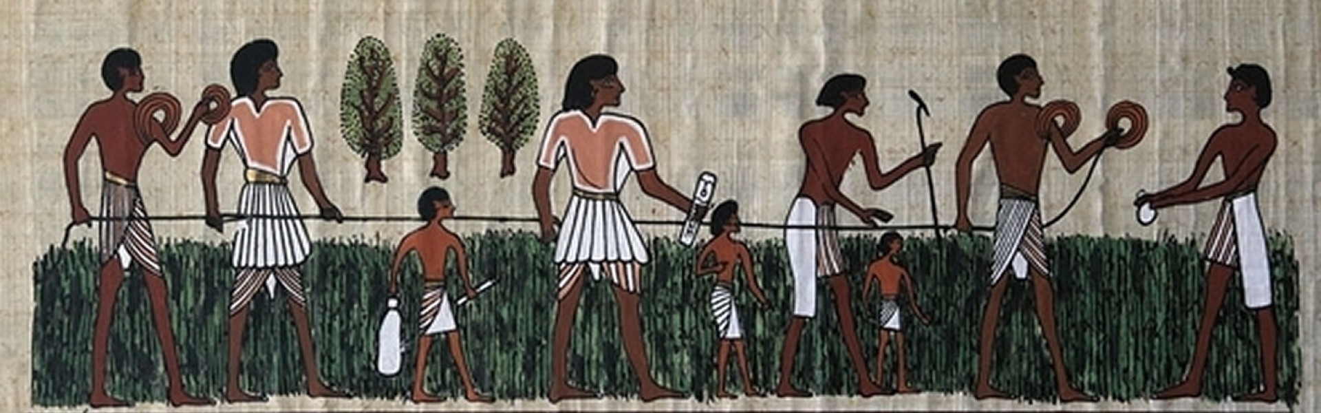 Egyptian depiction of surveyors (rope-stretchers) in action.